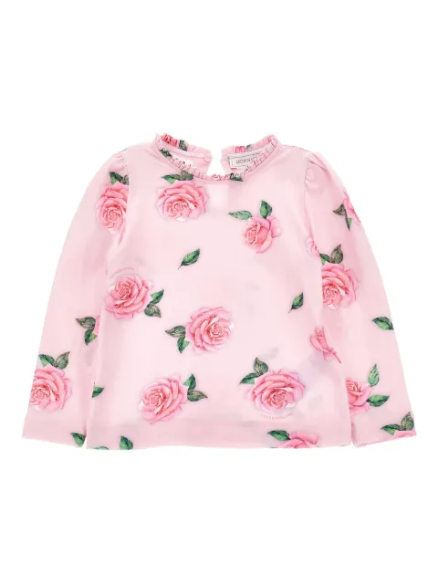 Monnalisa ruffle-detail floral-print top