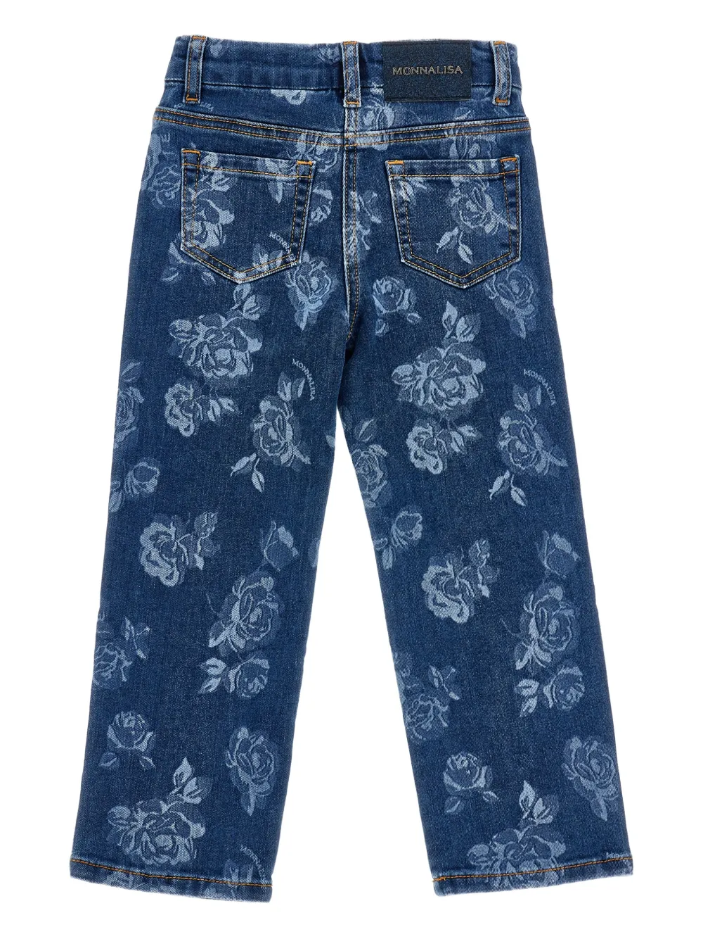 Monnalisa Jeans met roosprint Blauw