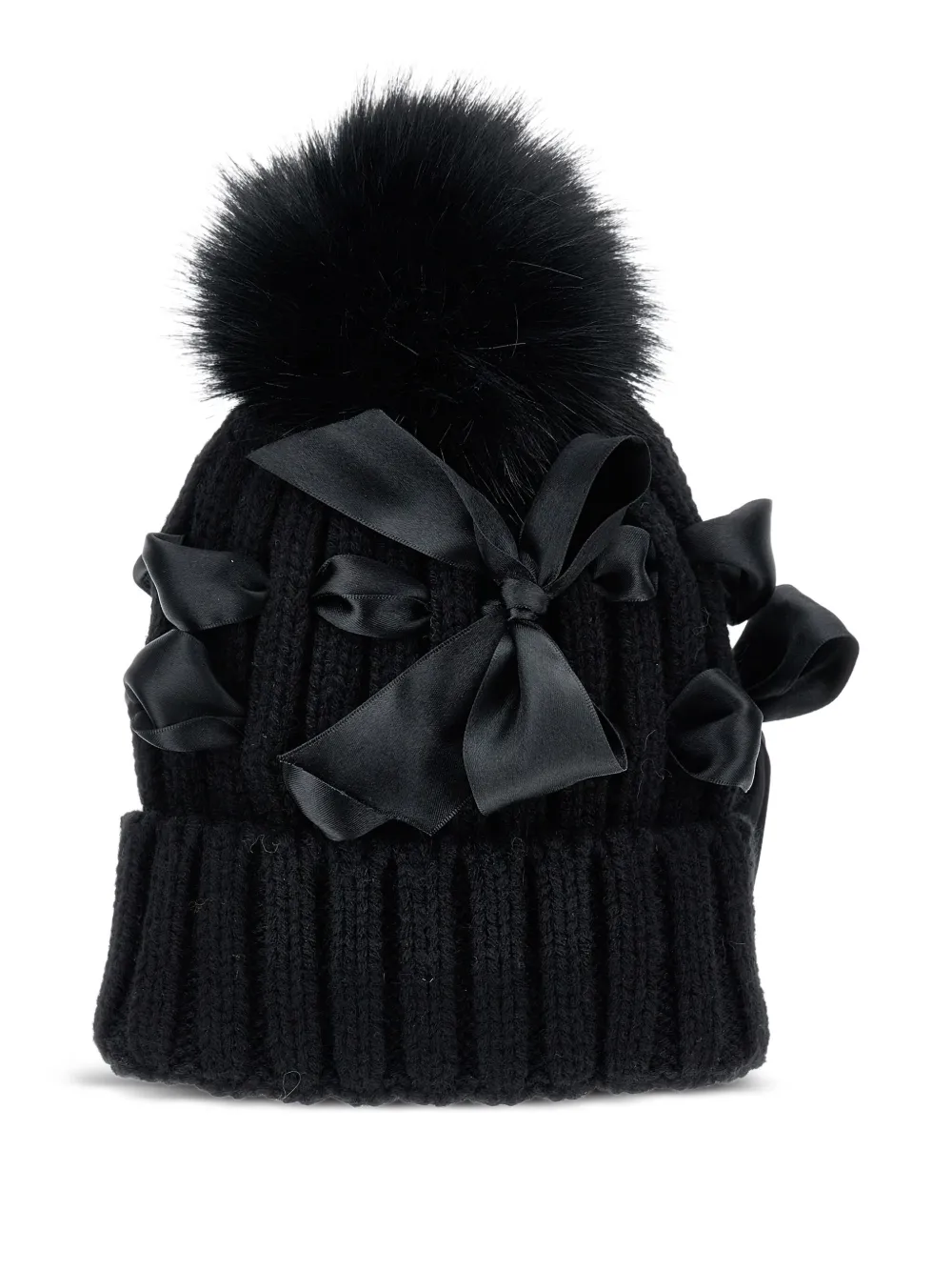 Monnalisa bow-embellished beanie | Black | Image 1