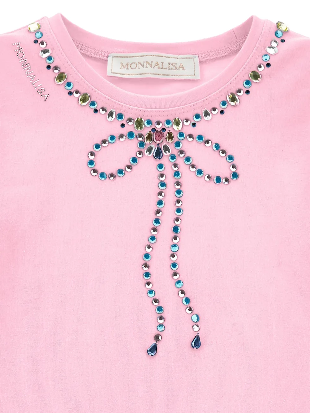Monnalisa T-shirt verfraaid met kristallen Roze