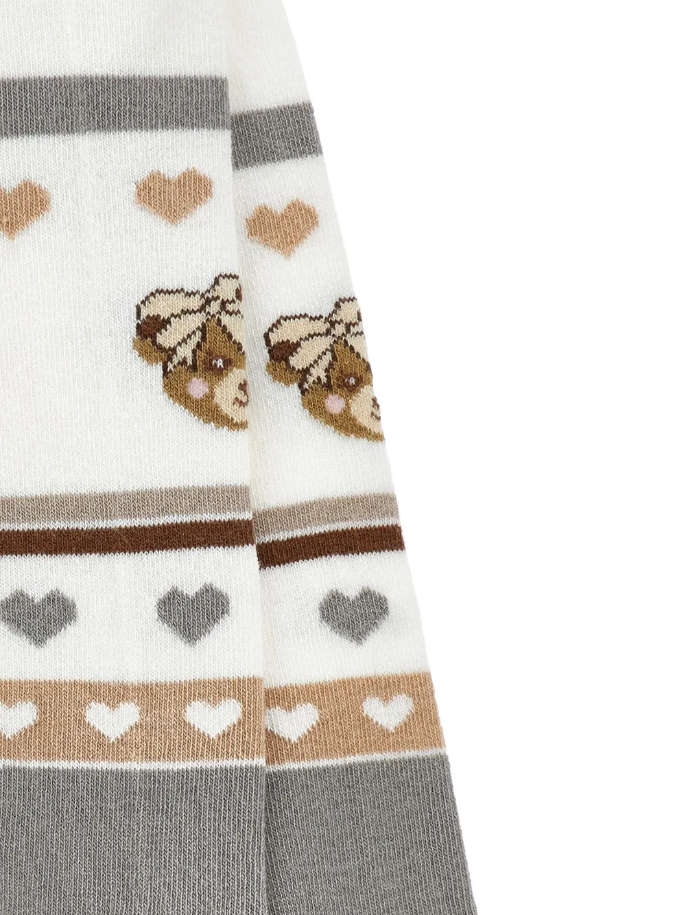 Monnalisa Panty met hartpatroon en beerprint Wit