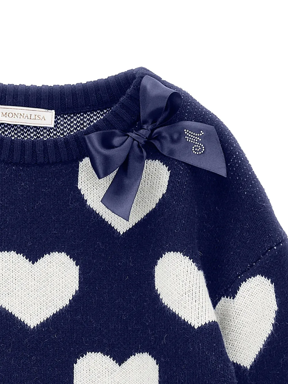 Monnalisa Trui met hartpatroon Blauw
