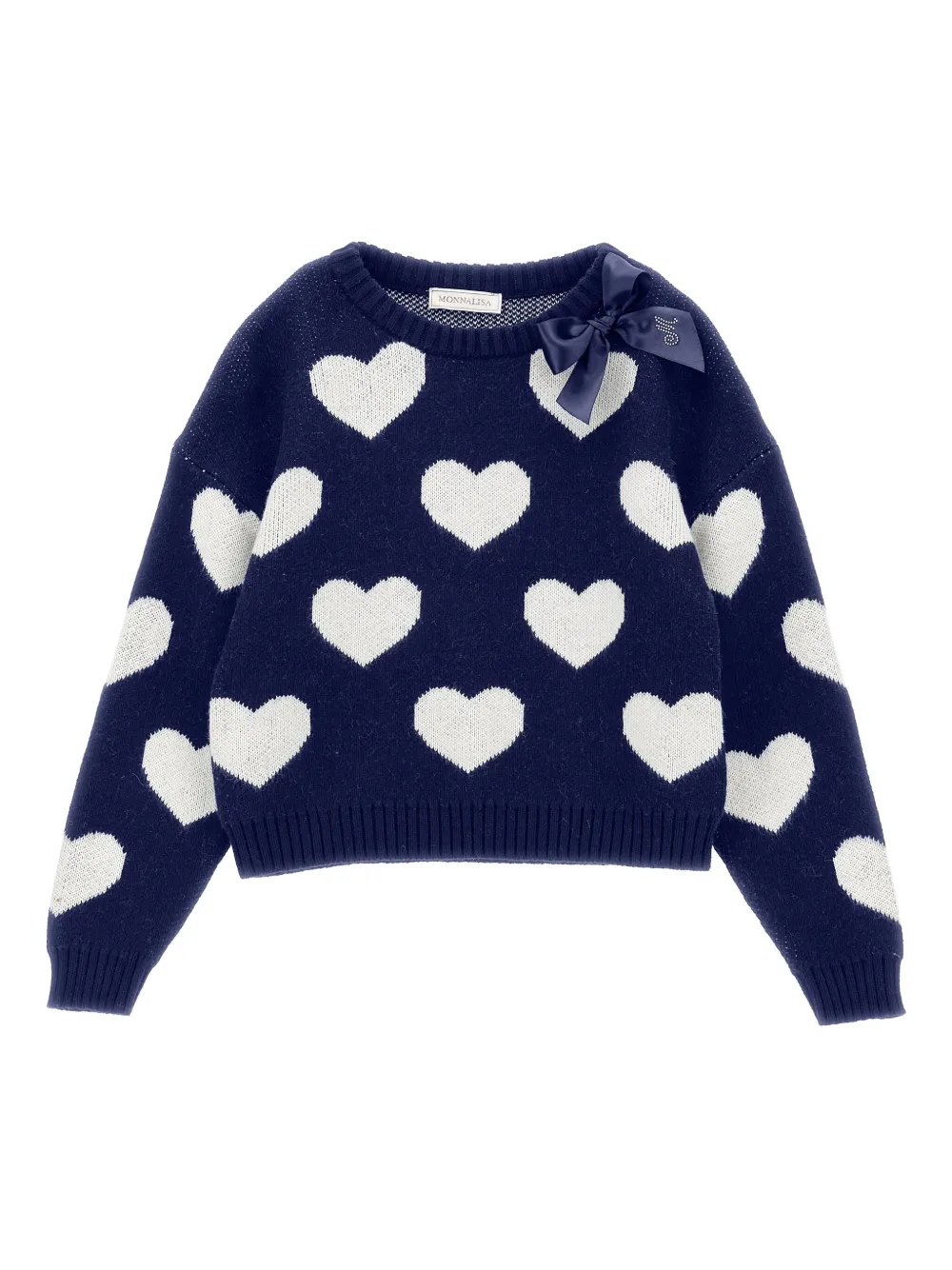 Monnalisa Trui met hartpatroon Blauw