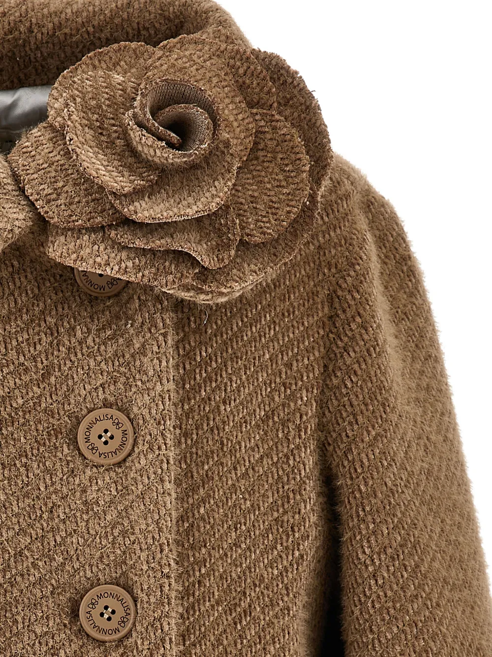 Monnalisa Jas met roosdetail Bruin