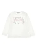 Monnalisa studded graphic long-sleeve top - White