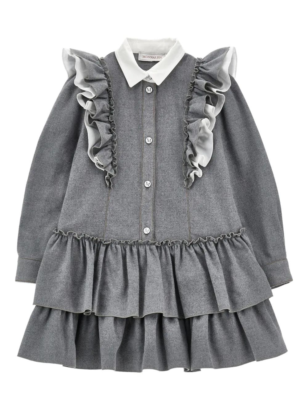 Monnalisa ruffled tiered dress | Grey | Image 1
