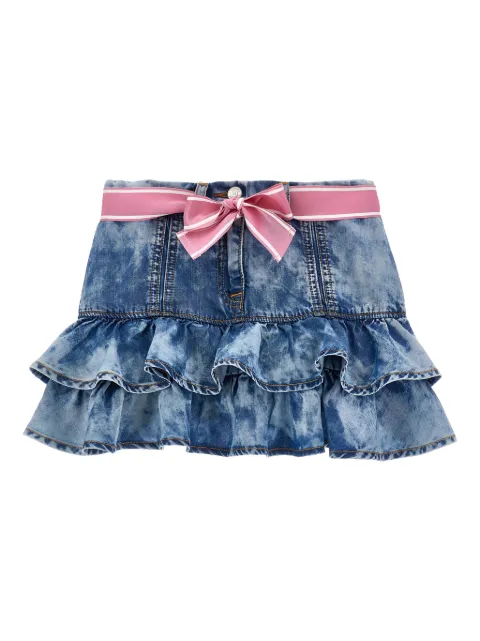 Monnalisa ruffle-detail denim skirt