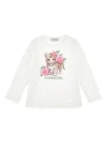Monnalisa tiger graphic-print long-sleeve top - White
