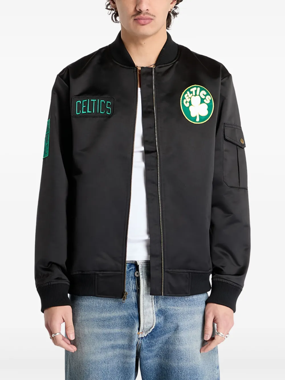 Mitchell & Ness chamarra bomber Celtics en colaboración con NBA Team Leader | negro | Image 1
