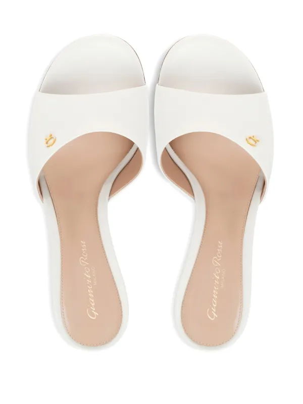 【関税込み】Gianvito Rossi ホワイト Ascent 55 ミュール Ascent 55 leather mules in white - Gianvito Rossi | Mytheresa