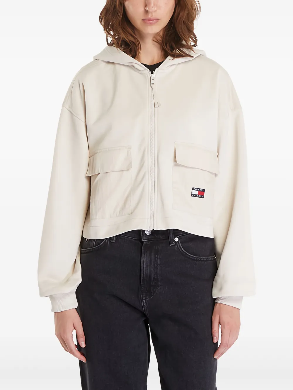 zip-up logo hoodie