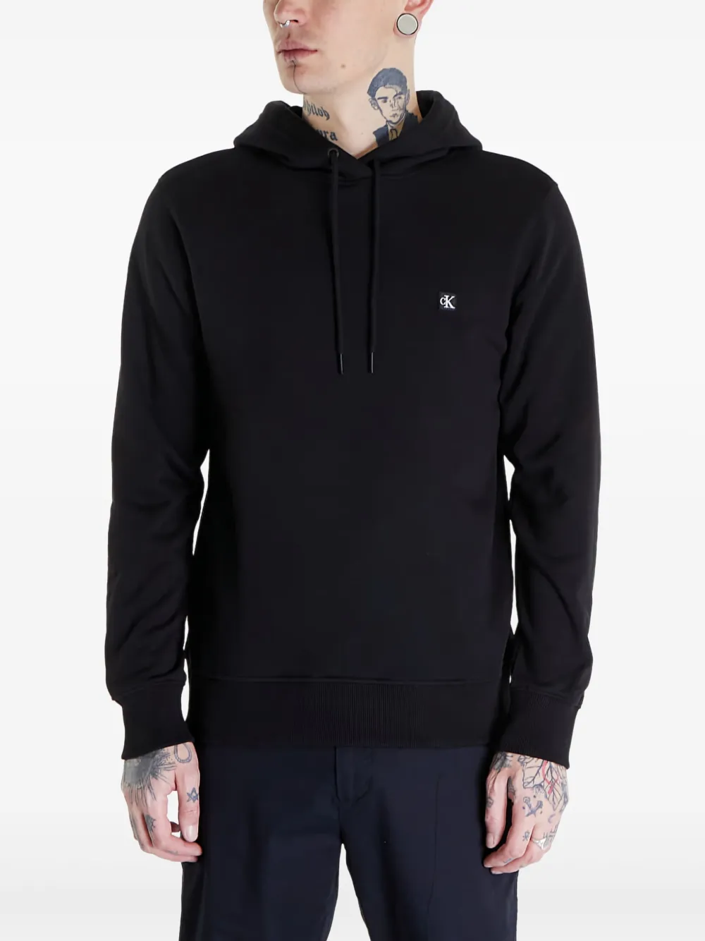 Calvin Klein logo-patch hoodie | Black | Image 1