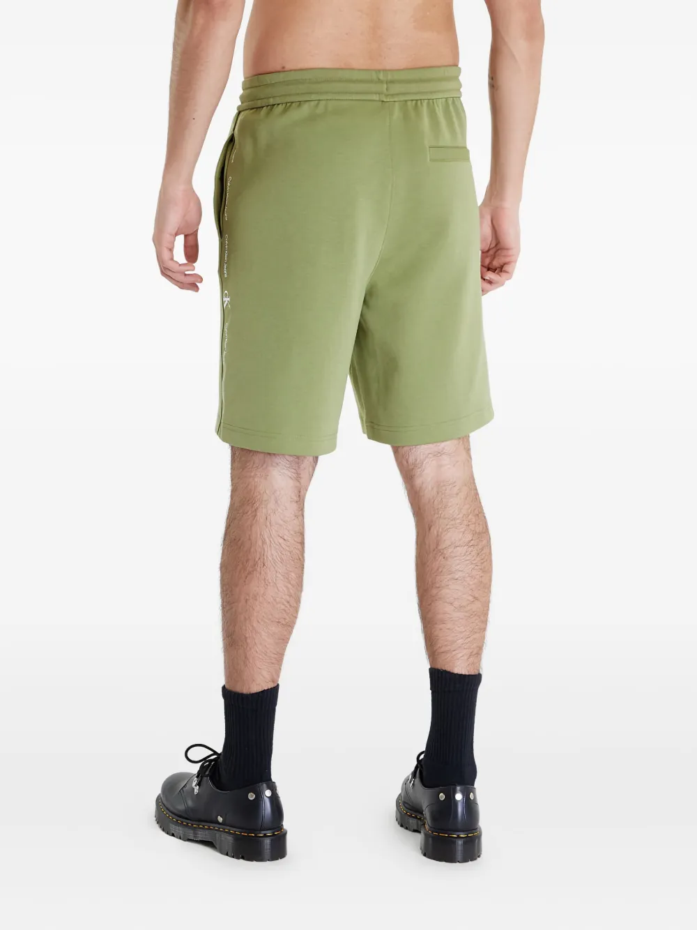 Calvin Klein Shorts met logoprint en trekkoord aan de zijkant Groen