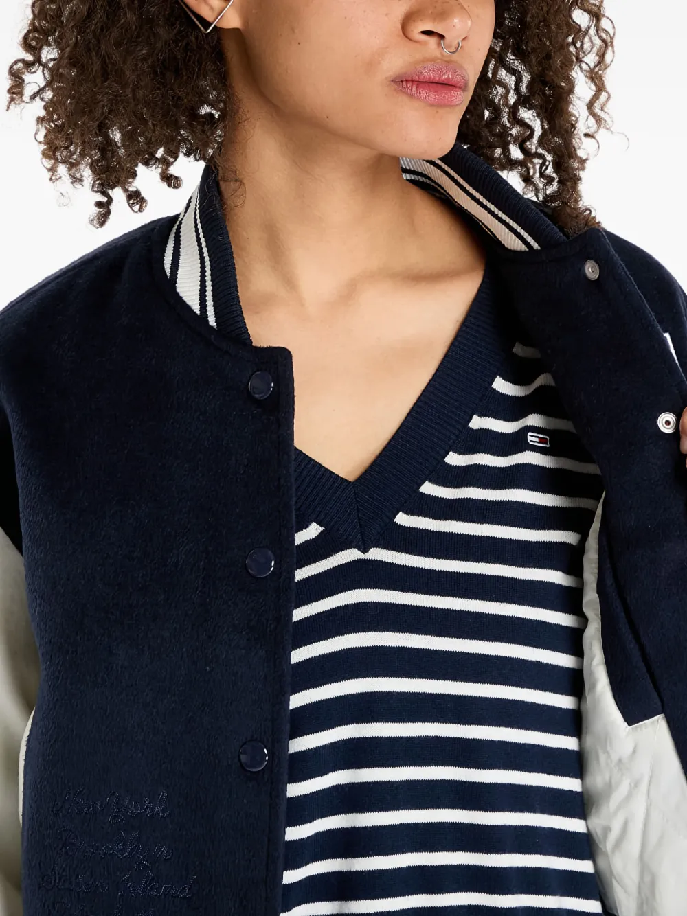 Tommy Jeans Letterman Jacket In Black