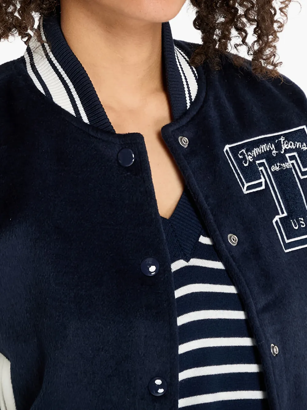 Tommy Jeans Letterman Jacket In Black