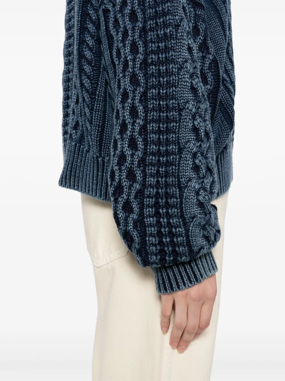 Shop Denimist Aran Jumper In Blue
