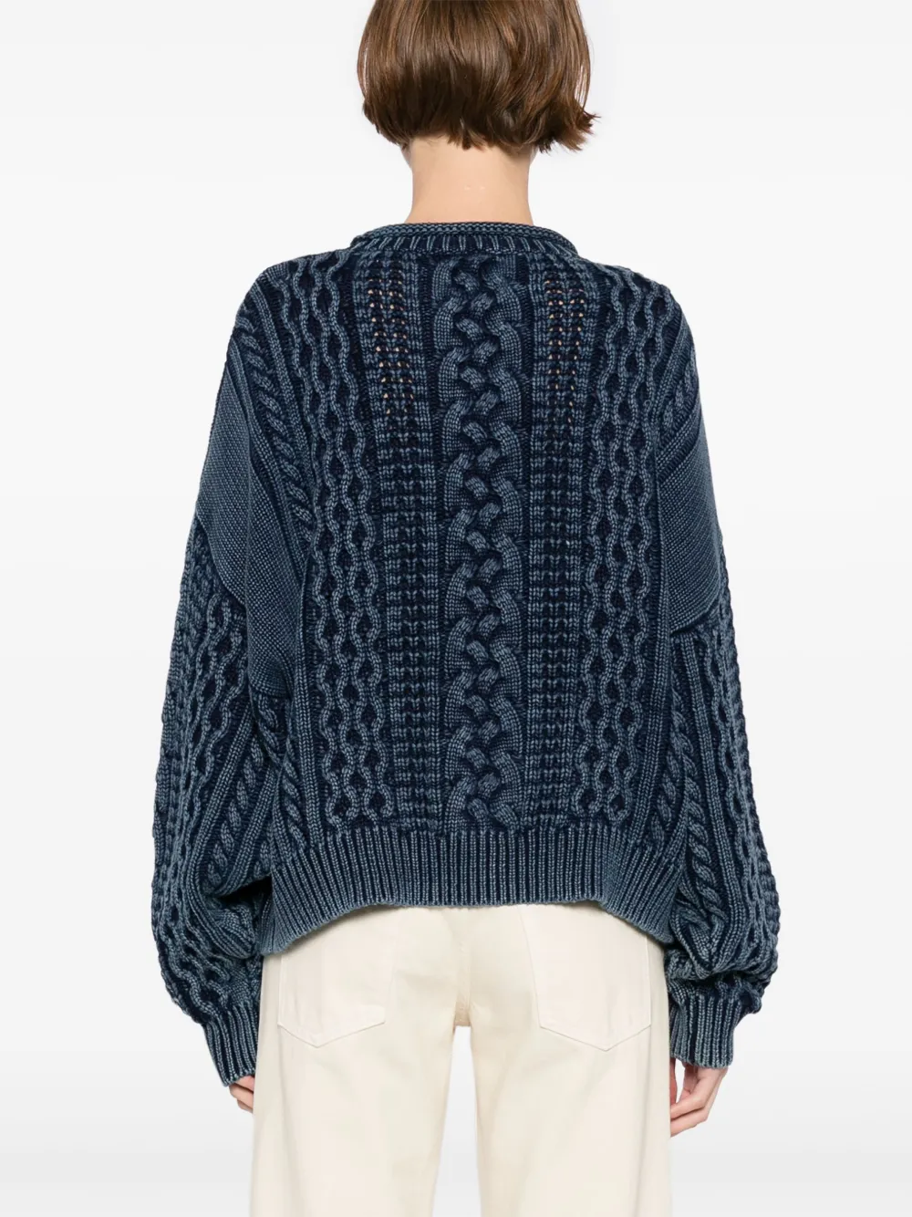 Shop Denimist Aran Jumper In Blue