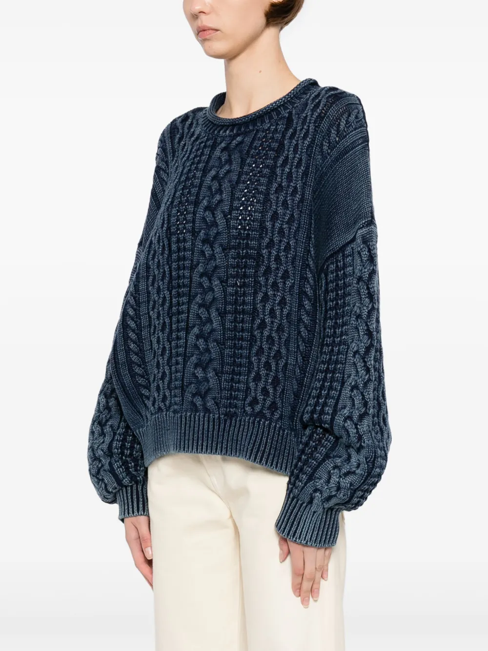 Shop Denimist Aran Jumper In Blue