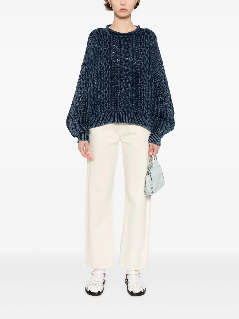 Shop Denimist Aran Jumper In Blue