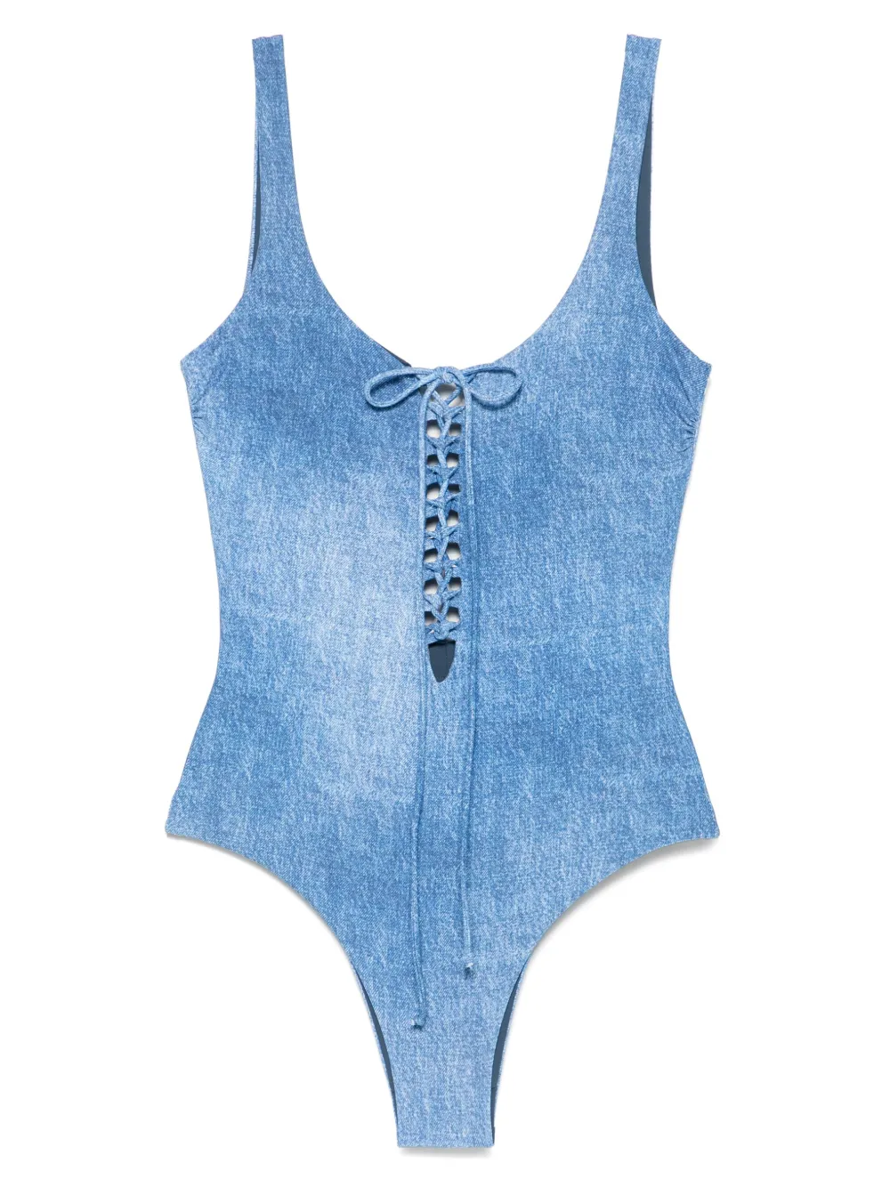 Fisico denim-effect swimsuit - Blu