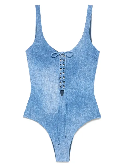 Fisico denim-effect swimsuit