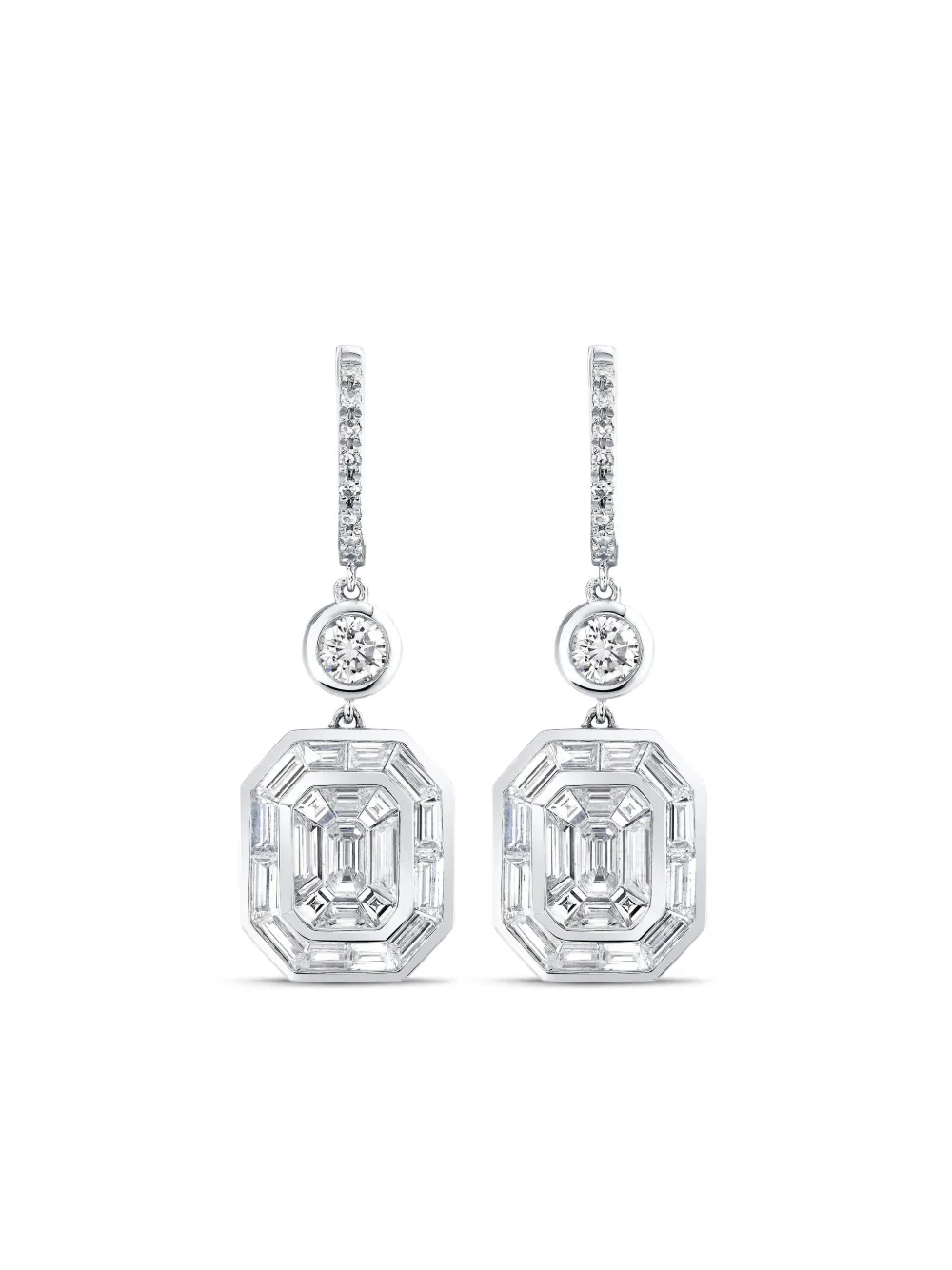 18K white gold Illusion diamond drop earrings