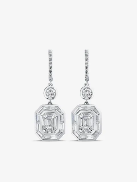 SHAY 18CT white gold illusion diamond drop earrings