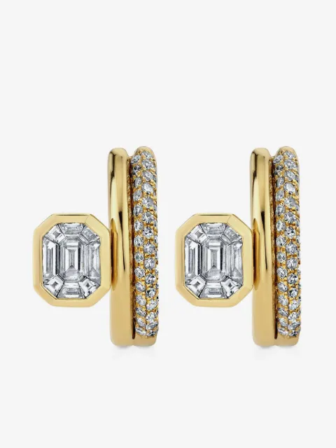 SHAY 18CT yellow gold floating bezel diamond earrings