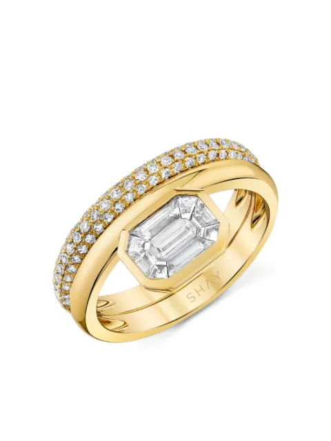 SHAY anillo Floating Bezel en oro amarillo de 18kt con diamantes