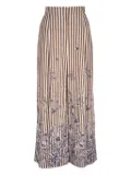 Lela Rose striped floral-print trousers - Brown