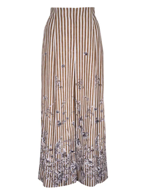 Lela Rose striped floral-print trousers