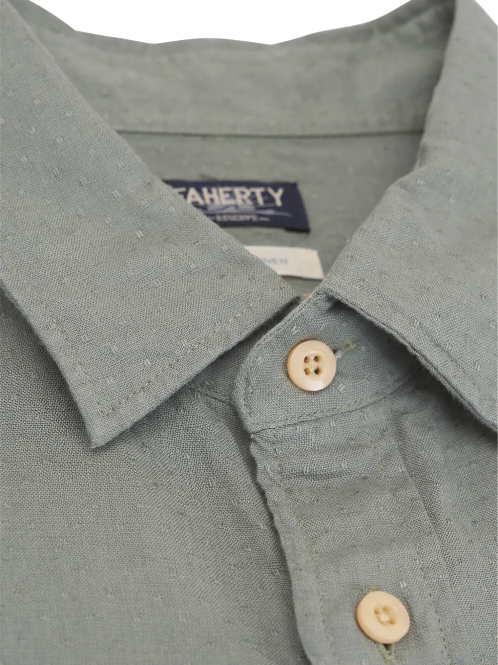 FAHERTY Dobby linen shirt - Groen