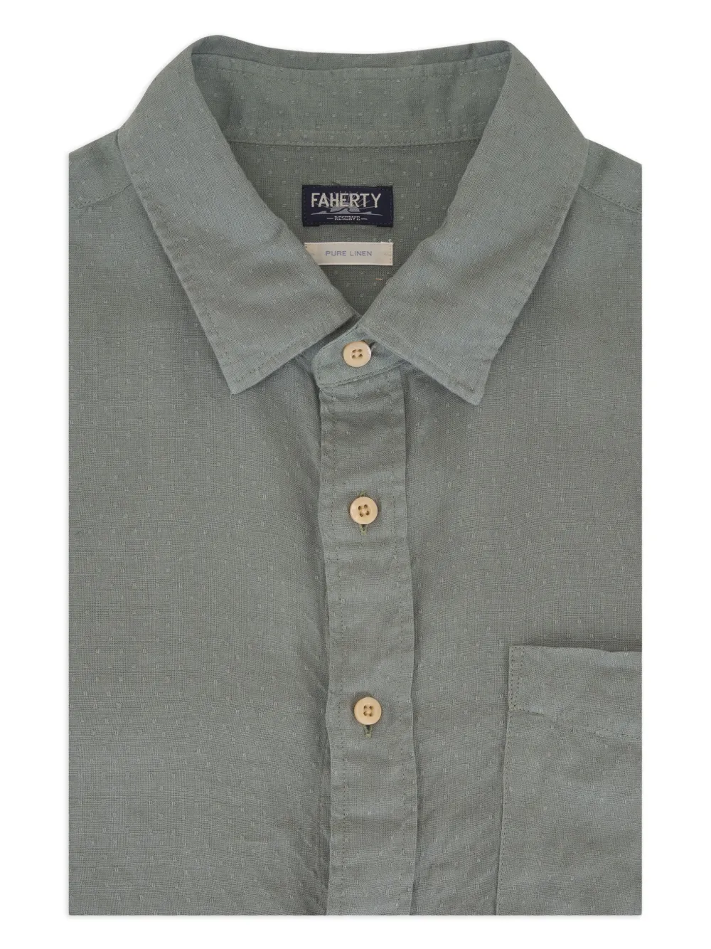 FAHERTY Dobby linen shirt | Green | Image 1