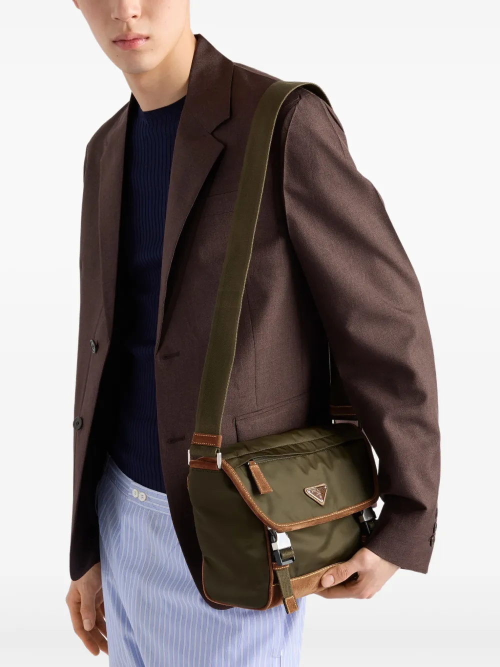 Prada Medium schoudertas met triangel-logo Groen