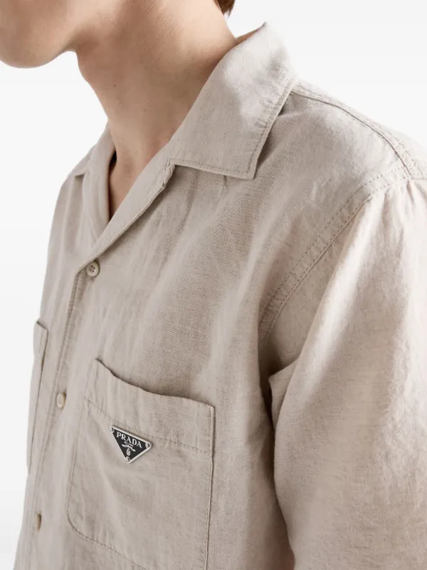 Prada トライアングルロゴ シャツ | ニュートラル | FARFETCH JP