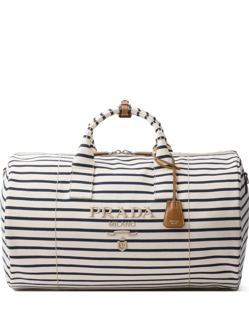 Prada Gestreepte duffeltas Beige