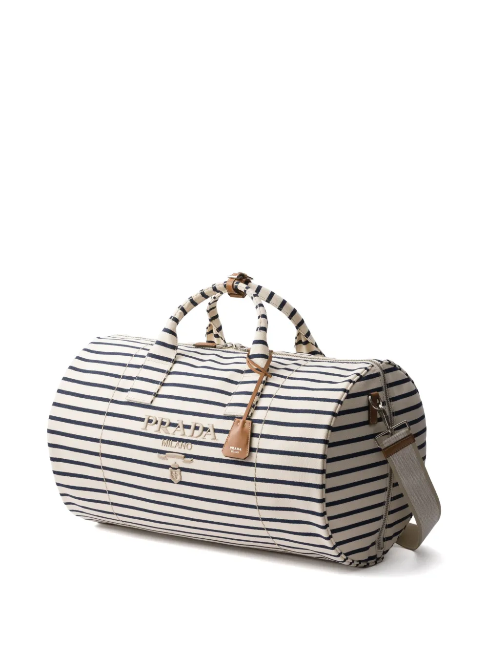 Prada Gestreepte duffeltas Beige