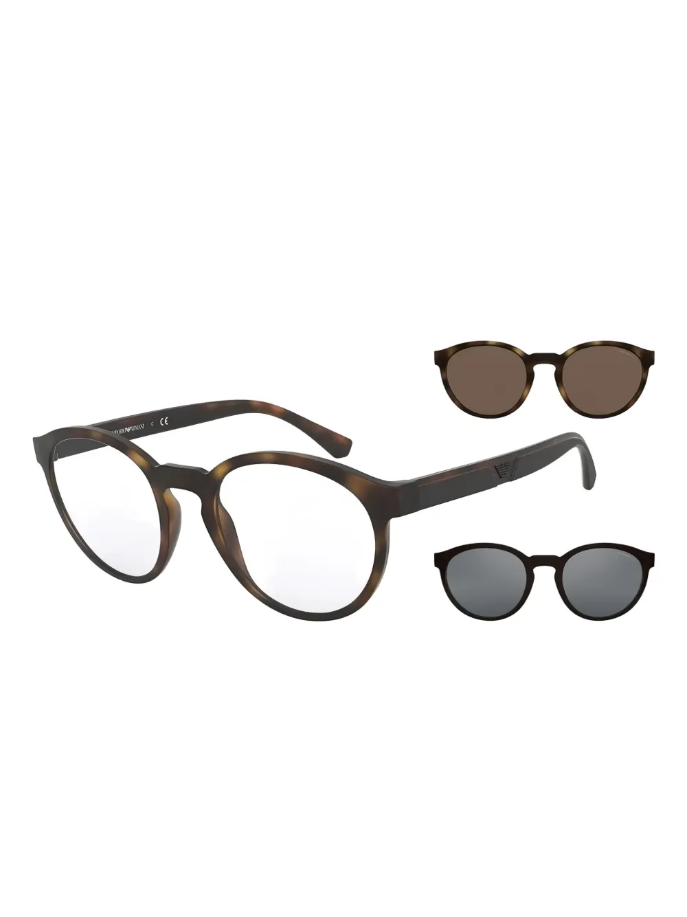 Emporio Armani clip round-frame sunglasses - Bruin