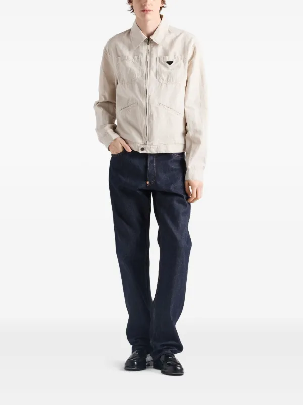 Prada シャンブレー シャツジャケット | ニュートラル | FARFETCH JP