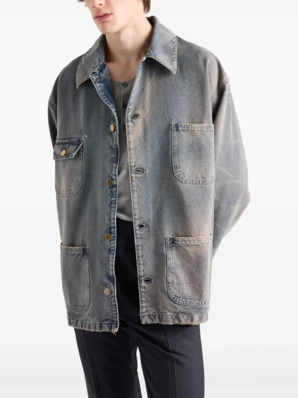 Prada distressed-effect Jacket | Blue | FARFETCH
