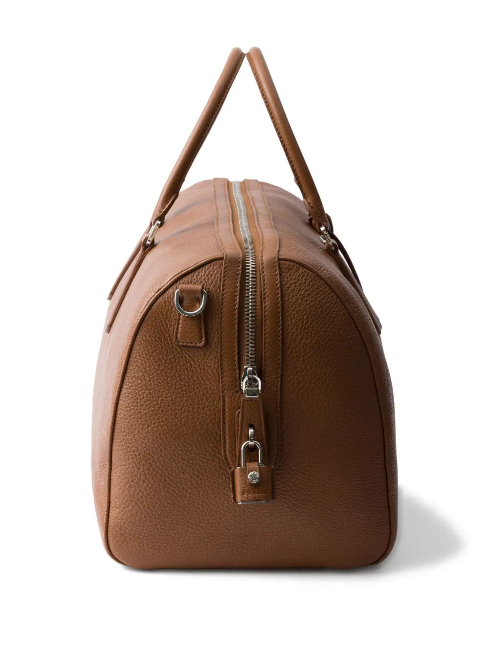 Prada Leren duffeltas met textuur Bruin