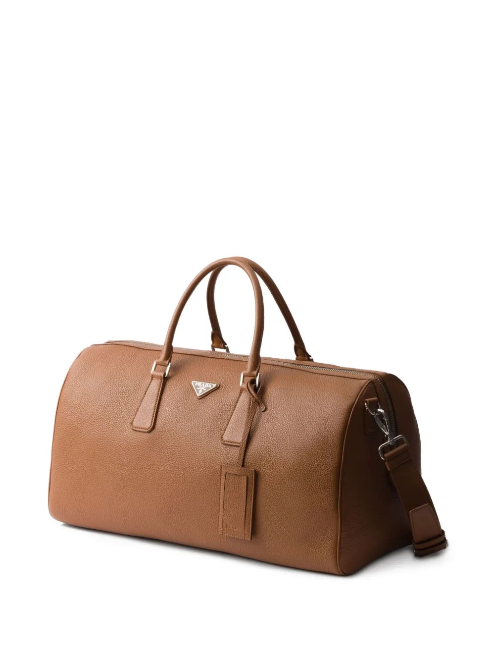 Prada Leren duffeltas met textuur Bruin