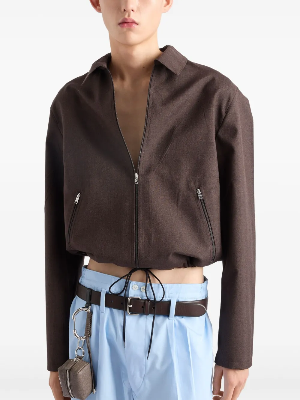 Prada Zijden shirtjack Bruin