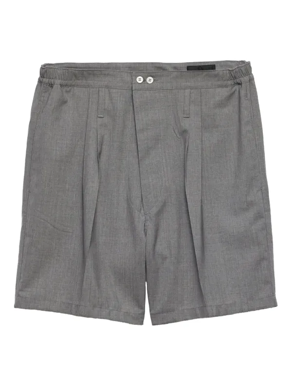 ショーツ PRADA EMBROIDERED WOOL SHORTS Belted mohair and wool shorts in black - Prada | Mytheresa
