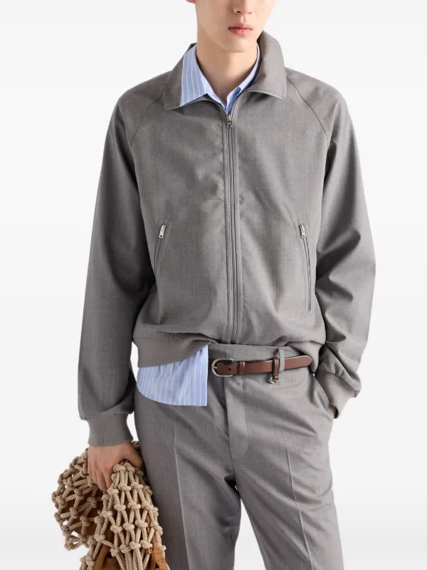 MA-1 Prada Grey Wool Bomber Jacket Prada Wool Bomber Jacket | Green | FARFETCH HK