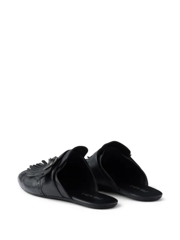 Prada Shuffle フリンジ レザーミュール | ブラック | FARFETCH JP