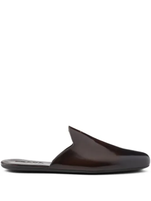 Prada brushed-leather mules