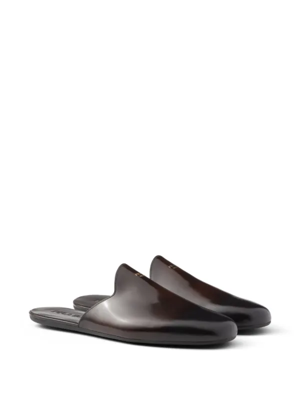 Prada brushed-leather Mules | Brown | FARFETCH