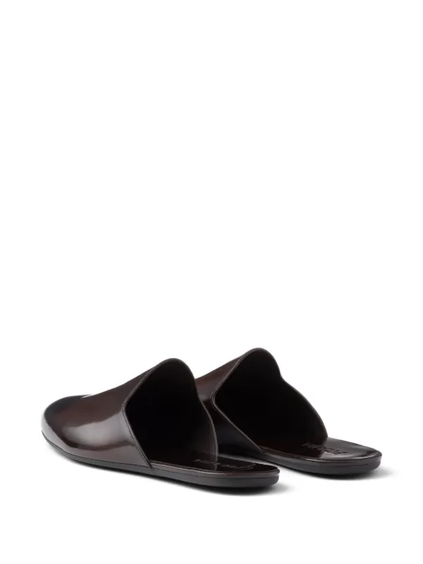 Prada brushed-leather Mules | Brown | FARFETCH