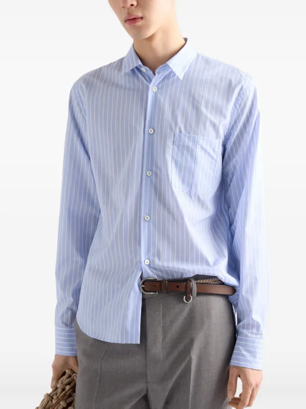 PRADA テクニカルコットン ストライプジップ シャツ　Lサイズ　メンズ PRADA テクニカルコットン ストライプジップ シャツ Lサイズ